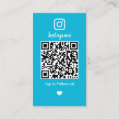 モダンブルーのInstagramカスタムソーシャルメディアQRコード 名刺 (裏面)