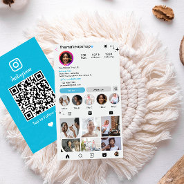モダンブルーのInstagramカスタムソーシャルメディアQRコード 名刺