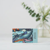 モダンブルーウォーターカラーホエールビジネスカード 名刺 (スタンド正面)