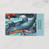 モダンブルーウォーターカラーホエールビジネスカード 名刺 (正面)