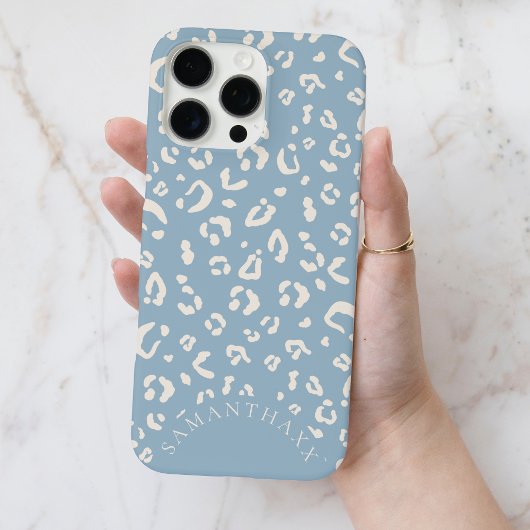 モダンブルーエレガントカスタムヒョウ柄 Case-Mate iPhoneケース