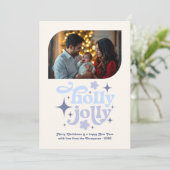 モダンブルークリスマスフォト ブルーベルウィスパー シーズンカード (スタンド正面)