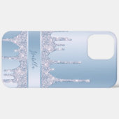 モダンブルーグリッタードリカスタムップ Case-Mate iPhoneケース (裏面 (横))