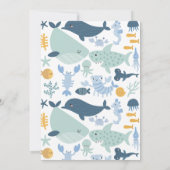 モダンブルーグリーン　海の下の少年たち　1歳の誕生日 招待状 (裏面)