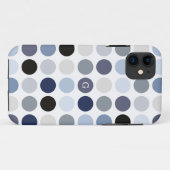 モダンブルーグレーの水玉模様モノグラム Case-Mate iPhoneケース (裏面(横))
