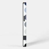 モダンブルーグレーの水玉模様モノグラム iPhoneケース (右側面)