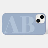 モダンブルーグレーイニシャルミニマルモノグラムケース Case-Mate iPhoneケース (裏面 (横))