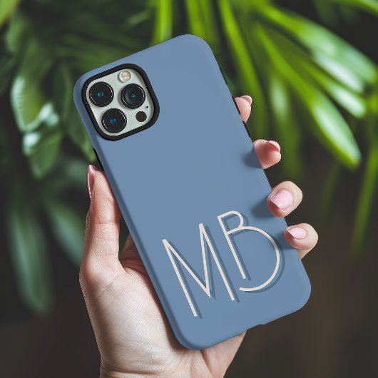 モダンブルーグレー モノグラムイニシャル モダン Case-Mate iPhoneケース