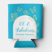 モダンブルーゴールドの美しい蝶の誕生日 缶クーラー (正面)