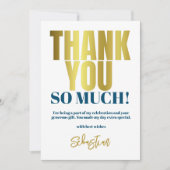 モダンブルーゴールドパーティー サンキューカード (正面)