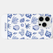 モダンブルーシーシェルカスタムネームコーストビーチ Case-Mate iPhoneケース (裏面 (横))