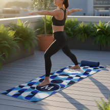 モダンブルージオメトリックバウハウスモノグラムカスタムネーム