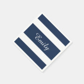 モダンブルーストライプパターンの名前 スタンダードカクテルナプキン (角)