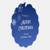 モダンブルースノーフレーク メリークリスマス オーナメントカード (右)