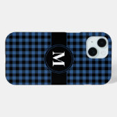 モダンブルーチェック柄モノグラム Case-Mate iPhoneケース (裏面 (横))