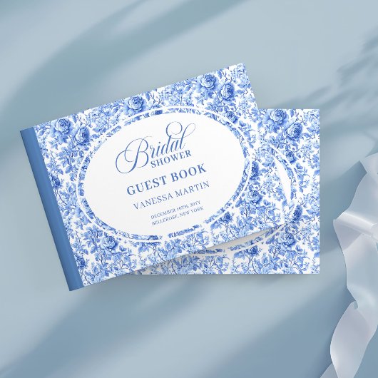 モダンブルートイレのローズ ブライダルシャワー ゲストブック
