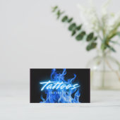 モダンブルーネオンフレームタトゥーアーティスト 名刺 (スタンド正面)