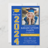 モダンブルーフォト卒業パーティー2024招待状 招待状 (正面)