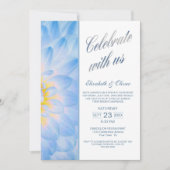 モダンブルーフラワーウェディングレセプション 招待状 (正面)