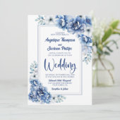 モダンブルーフラワーウェディング 招待状 (スタンド正面)