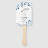 モダンブルーフレンチフラワーのウェディングハンドファン ハンドファン (正面)