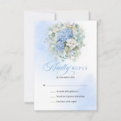 モダンブルーフローラルユーカリWedding RSVP (正面)