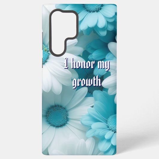 モダンブルーフローラル SAMSUNG GALAXYケース (裏面)