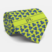 モダンブルーベはっきりしたリーイニシャル鮮やかおもしろいノベルティ ネクタイ (ロール)