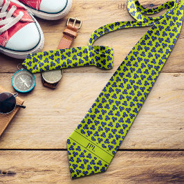 モダンブルーベはっきりしたリーイニシャル鮮やかおもしろいノベルティ ネクタイ