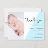 モダンブルーベイビーボーイ写真出生発表 マグネット招待状 (正面)