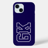 モダンブルーホワイトモノグラムイニシャル Case-Mate iPhoneケース (裏面)