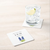 モダンブルーボ素朴ネカスタムボンギフト結婚ズ スクエアペーパーコースター (インサイチュ)