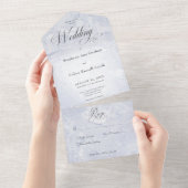 モダンブルーマーブルミニマル夕食なし オールインワン招待状 (貼ってはがせる)