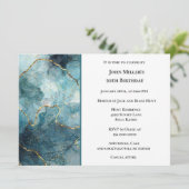 モダンブルーマーブル誕生日パーティー 招待状 (スタンド正面)