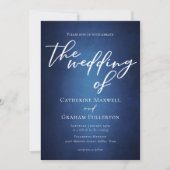 モダンブルーミニマル湖畔のイブニングウェディング 招待状 (正面)