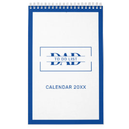 モダンブルーモノグラム 名前 To Do リスト 11” x 7" カレンダー