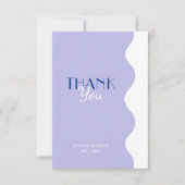 モダンブルーラベンダーウェー縁どプ写真結婚s サンキューカード (正面)