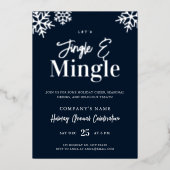 モダンブルー企業ホリデーパーティー招待状 箔シーズンカード (正面)