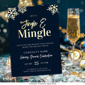 モダンブルー企業ホリデーパーティー招待状 箔シーズンカード