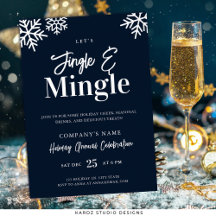 モダンブルー企業ホリデーパーティー招待状