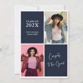 モダンブルー写真 2025 卒業式 招待状 (正面)