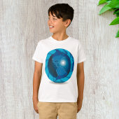モダンブルー地球グローブ世界地図 Tシャツ