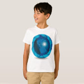 モダンブルー地球グローブ世界地図 Tシャツ (正面フル)