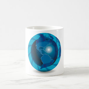 モダンブルー地球儀世界地図 コーヒーマグカップ