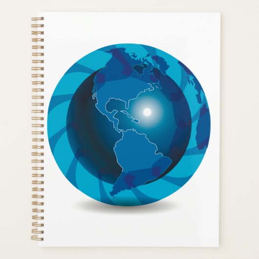 モダンブルー地球儀世界地図 プランナー手帳 (正面)