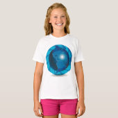モダンブルー地球儀世界地図 Tシャツ (正面フル)