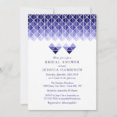 モダンブルー幾何学ラブハーツ ブライダルシャワー 招待状 (正面)