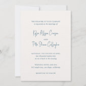 モダンブルー手書きスクリプトエレガントウェディング 招待状 (正面)