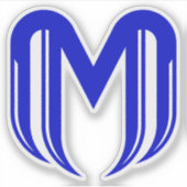 モダンブルー文字Mミニマル シール (正面)