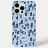 モダンブルー水彩ドットパターンモノグラム Case-Mate iPhoneケース (裏面)